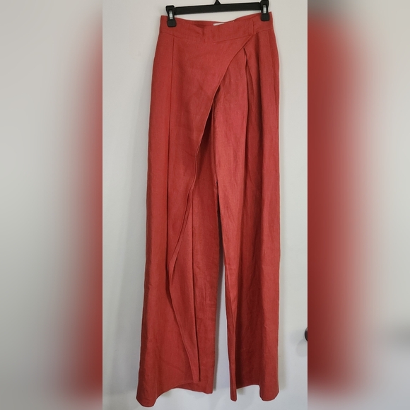 Sandra Weil Pants Size 2 Linen Oak Pants Burnt Orange